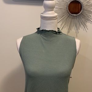 EUC Loft Ruffle Mock Neck Tank Top